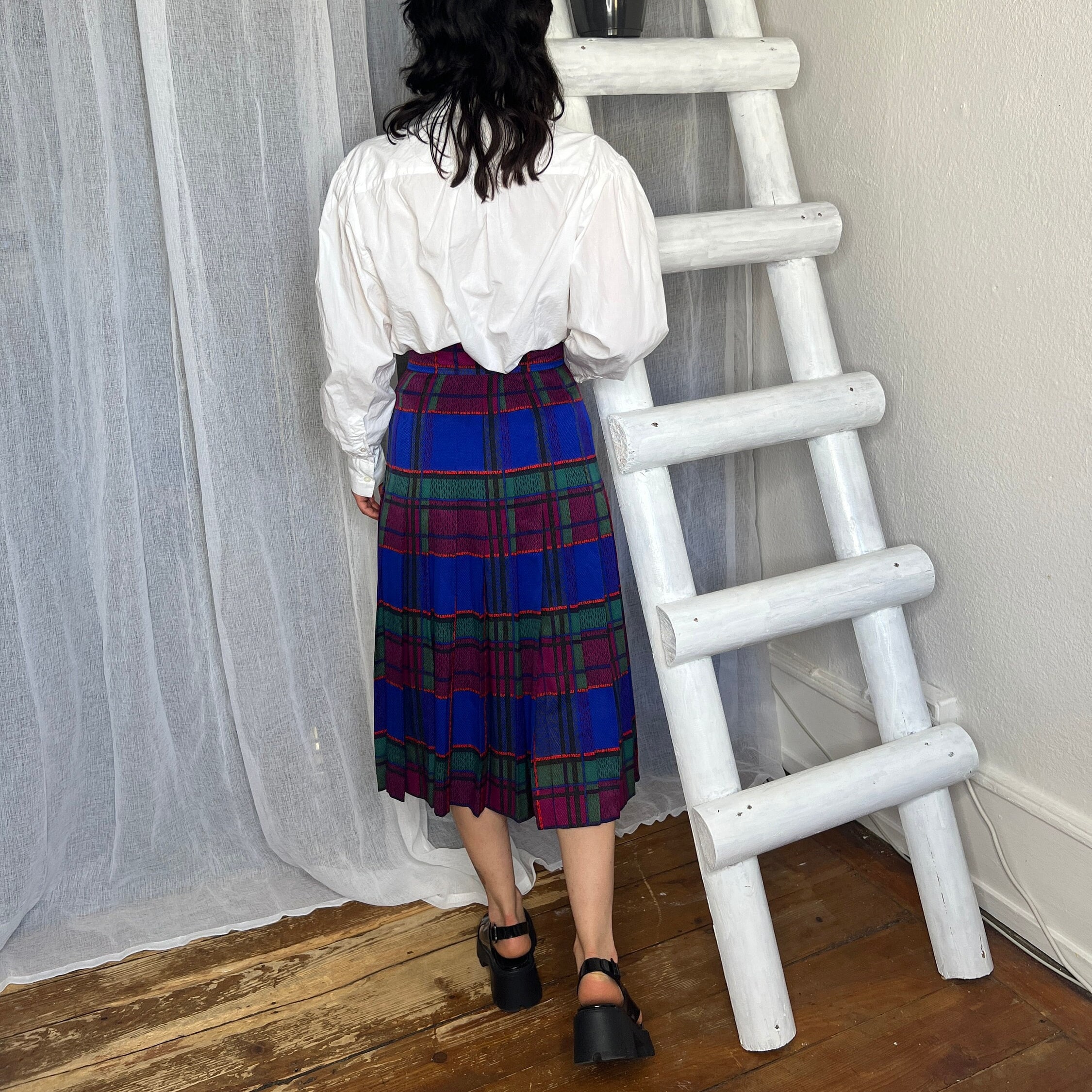Vintage Silk Skirt Pleated Skirt Checkered 80s 90s - Etsy