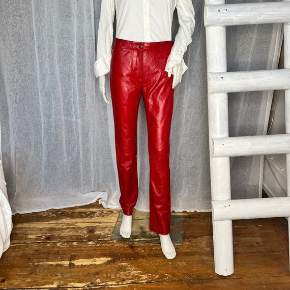 Vintage Lederhose rot 36 S 90s