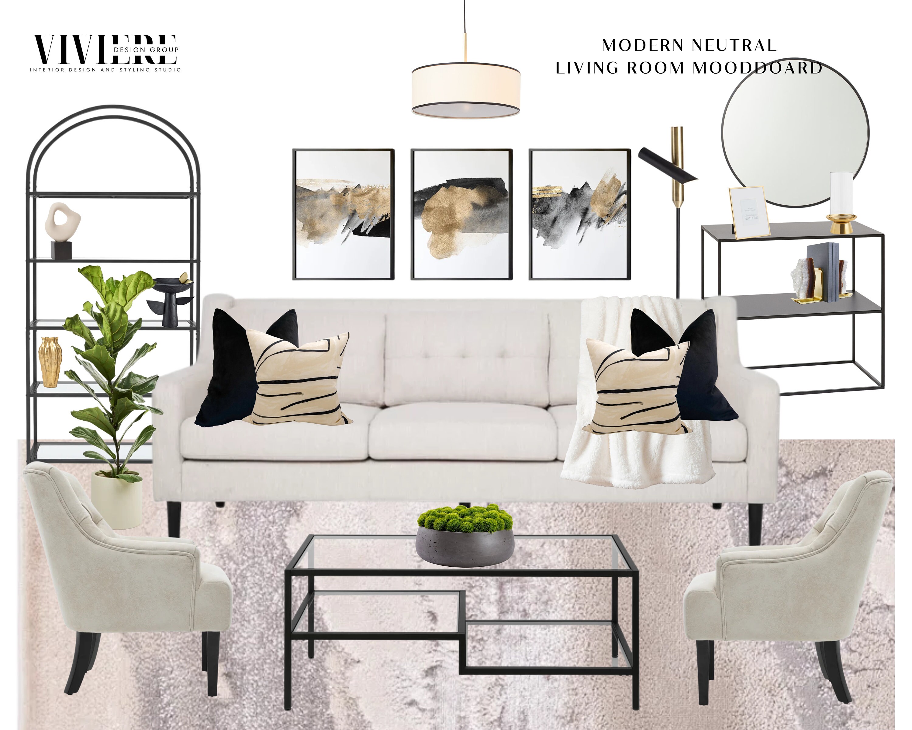 Modern Neutral Living Room Custom Interior Living Room With Etsy