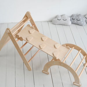 Lot de 3 articles : triangle de développement arche rampe avec toboggan, triangle d'escalade Montessori, triangle Playgraund, grimpeur pour tout-petits, baby gym en bois image 4