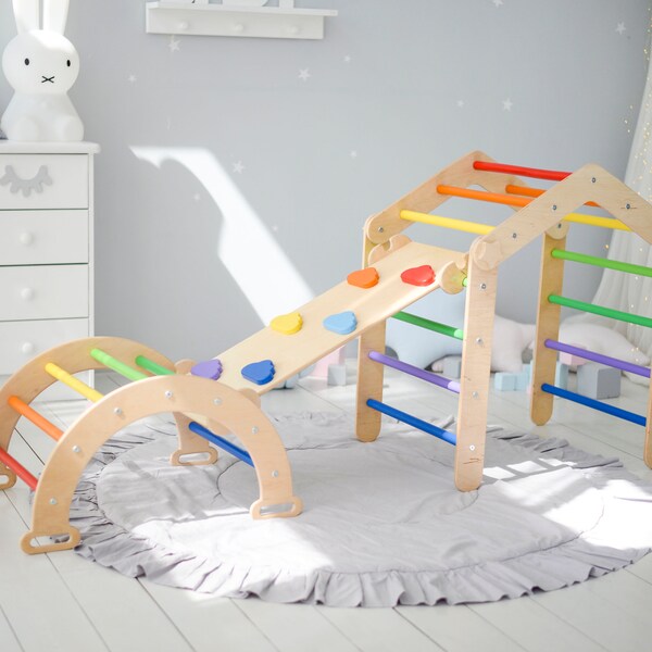 Montessori Climbing Triangle, Spielfelddreieck, Kleinkindkletterer, Holz Baby Gym, Klettern Kinder Gym: Triangle Ramp Arch