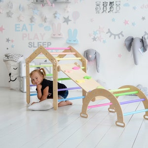 Montessori Climbing Triangle, Spielfelddreieck, Kleinkindkletterer, Holz Baby Gym, Klettern Kinder Gym: Triangle Ramp Arch