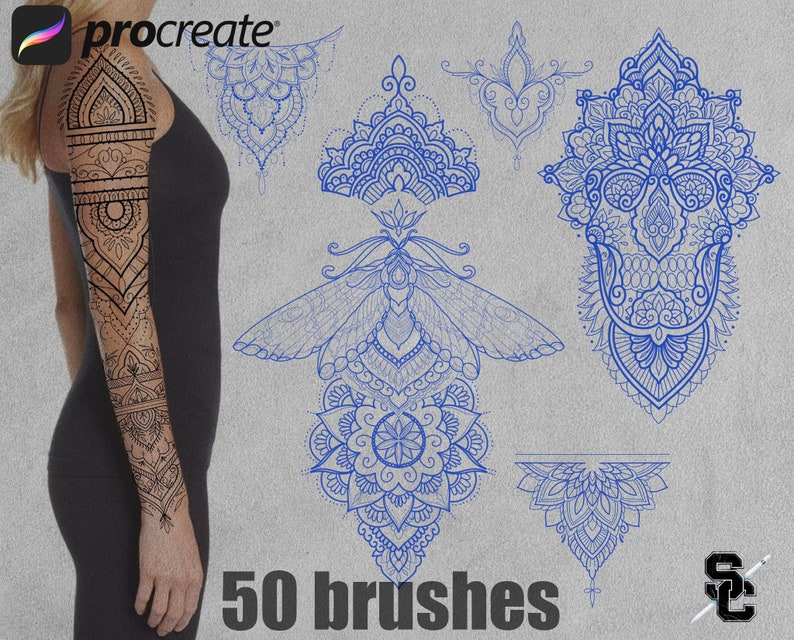 Procreate •MANDALA • Tattoo Design Procreate Brush Stamps - Etsy