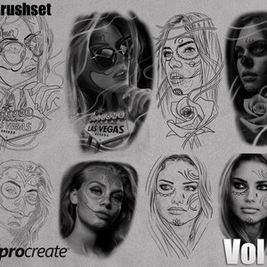 PROCREATE 60 brushes STENCIL + PROJECT vol 2. tattoo design procreate brush stamps