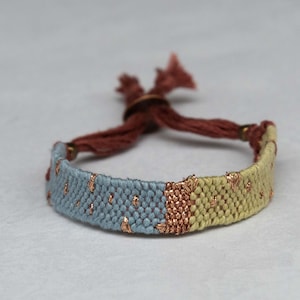 Boho chic jewelry | Bracelet weaved on a loom | Textile jewelry | Cloth wrist band | Fabric bracelet