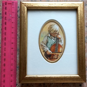 Miniature Oval Watercolour painting &quot; Young Talent&quot;