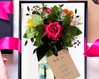 Scented 3D Birthday Card: A4 Hot Pink Rose Bouquet, Keepsake Gift