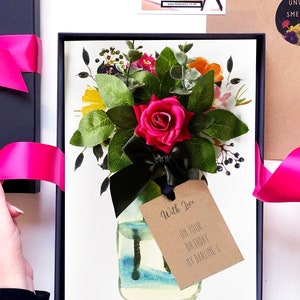 Luxus Geburtstagskarte, duftend groß A4, 3D Geburtstagskarte, hot pink Rose, Blumenstrauß, Andenken für Schwester, beste Freundin, Frau.