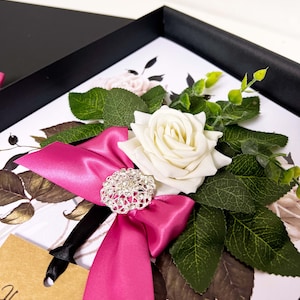 PERSONALISED Handmade WEDDING CARD - Opulence Large Vintage Crystal - Gift Boxed Celebration Card with scented everlasting velvet rose