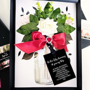 Carte 40e anniversaire rubis de luxe - avec coeur rouge rubis - carte 40e anniversaire personnalisée faite main pour FEMME MARI