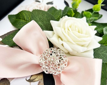 Luxury Crystal Birthday Card: Handmade Rose, Gift Boxed