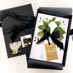 Luksusowa, pachnąca kartka pogrzebowa z motywem lilii, wyrazy współczucia - ręcznie wykonany wzór 3D Calla Lily z dodatkiem lilii i czarnej orchidei