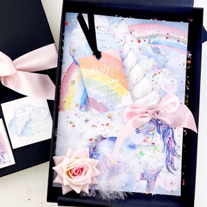 Luxe magische geurende Eenhoorn kaart met 3D eenhoorn hoorn Boxed eerste 1e verjaardag Keepsake kaart voor kleine meisje baby