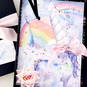 Luxe magische 5e geurende Eenhoorn kaart met 3D eenhoorn hoorn Boxed vijfde 5e verjaardag Keepsake kaart voor kleine meisje baby