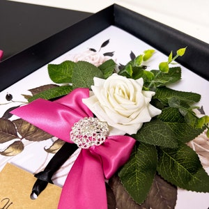 Cartão de aniversário personalizado - Opulence Crystal + Rose - Cartão de aniversário feito à mão em caixa de presente de luxo para esposa - filha - neta - irmã