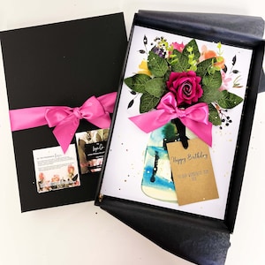 Cartão de aniversário de luxo para ESPOSA, grande A4 perfumado, cartão de aniversário 3D, rosa rosa choque, buquê de flores, lembrança para minha esposa