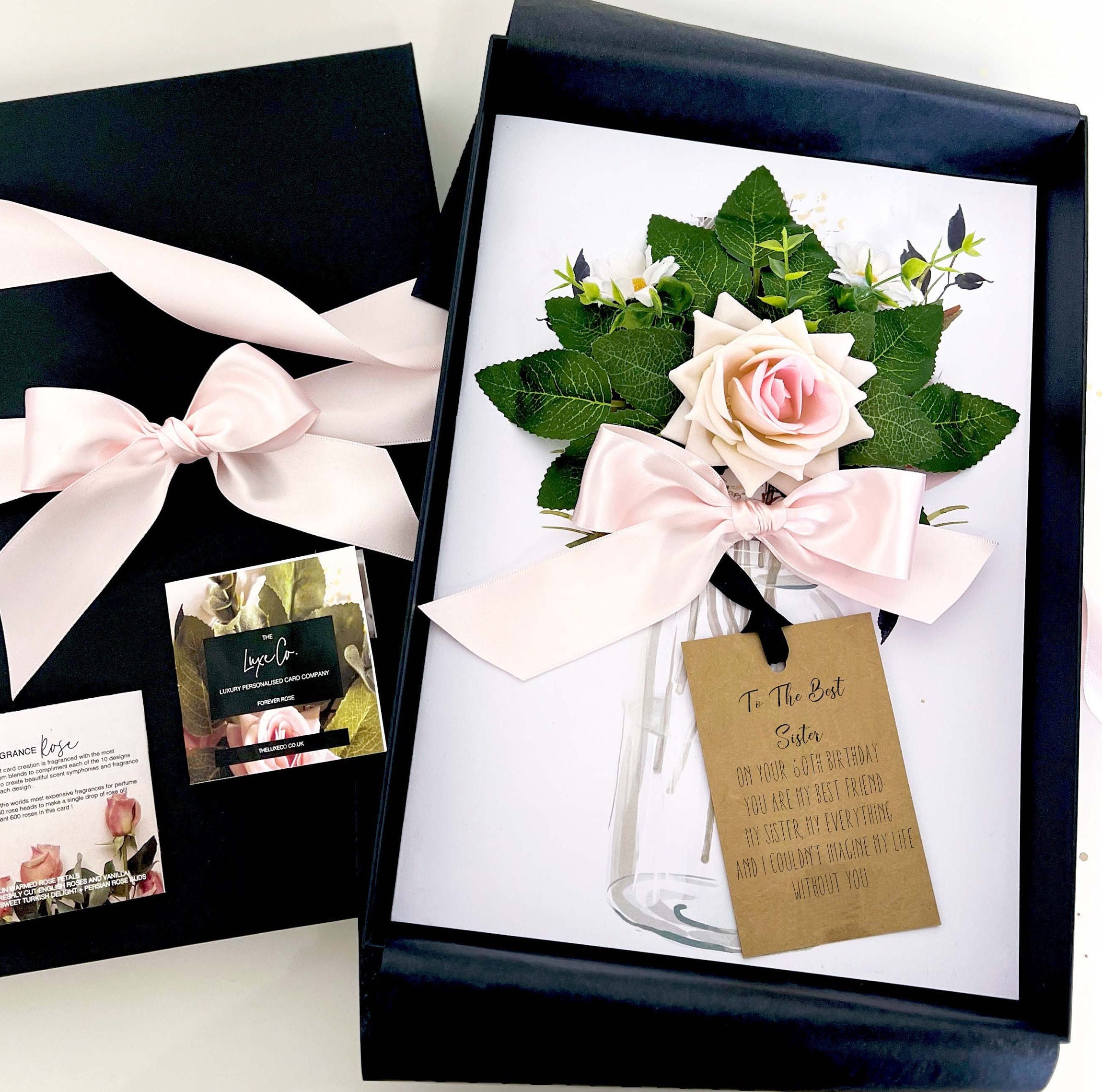 Scented 60th Birthday Card for Sister: 3D Velvet Rose, Luxury Keepsake