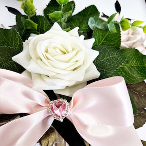 Geboortesteen juni cadeau voor verjaardag juni met roze toermalijn kristallen harthanger - babyroze lint