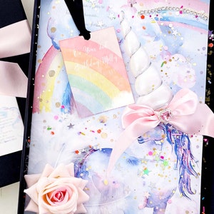 Luxe magische geurende 2e verjaardag Eenhoorn kaart met 3D Eenhoorn hoorn Boxed 2e tweede verjaardag Keepsake kaart voor kleine meisje baby