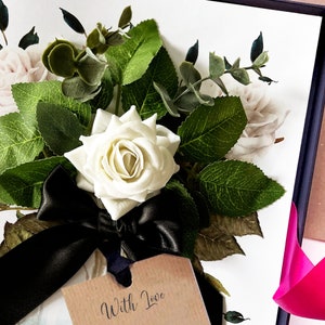 Tarjeta de boda personalizada para hermana, tarjeta de boda de lujo en caja, 3D, elegante, contemporánea, perfumada, ramo de flores.