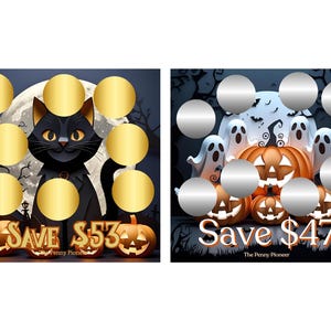 Black Cat and Spooky Night Paper Art Savings Challenges