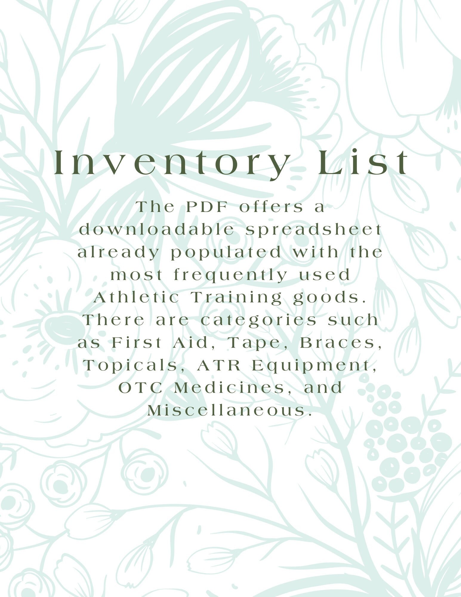 Athletic Trainer Inventory List Etsy
