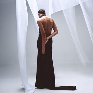 Long Dress Elegant / Open Back Maxi Dress / Black Dress