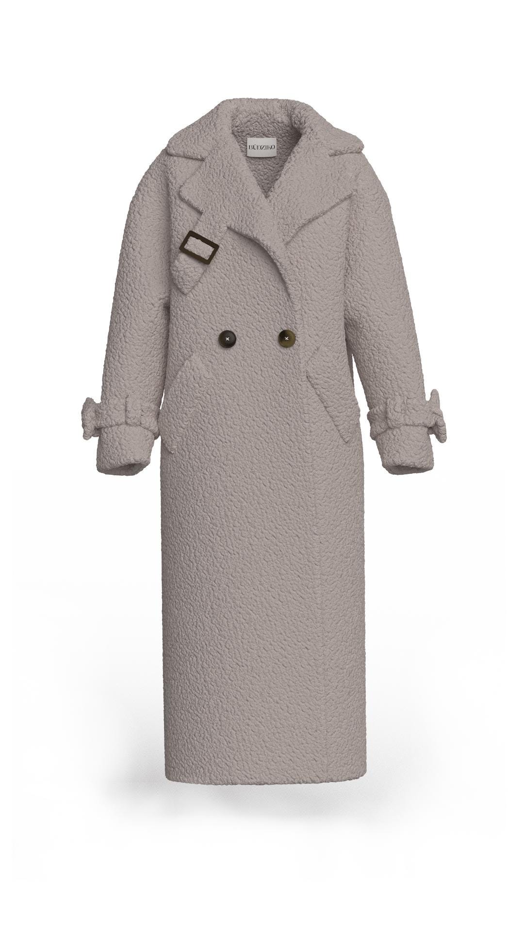 Modern Beige V Neck Embroideried Thick Teddy Faux Fur Lengthen Coats Winter