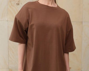 Oversized Chocolate Shoulder Pad Tee