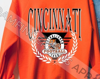 Sudadera vintage de fútbol de Cincinnati, sudadera retro de cuello redondo de fútbol de Cincinnati, sudadera de Cincinnati, regalo para fanáticos de Cincinnati, sudadera unisex