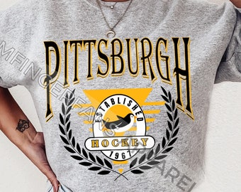 Pittsburgh Hockey Sweatshirt, Vintage Pittsburgh Hockey Crewneck Sweatshirt, Pittsburgh Hockey, Gift for a Pittsburgh Hockey Fan, Unisex