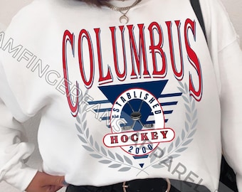 Sudadera vintage de hockey de Columbus, sudadera de cuello redondo de hockey sobre hielo de Columbus, Ohio, regalo para fanáticos de los deportes de Columbus, sudadera unisex de cuello redondo de hockey