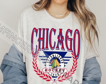 Vintage Chicago Hockey Shirt, Retro Style Chicago Hockey T-Shirt, Chicago Fan Graphic Tee, Chicago Illinois Tee, Sports Fan, Unisex