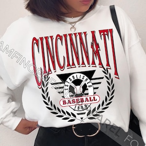 Vintage Cincinnati Baseball Sweatshirt, Retro Cincinnati Baseball Crewneck, Cincinnati Ohio Clothing, Cincinnati Fans Sweater, Unisex