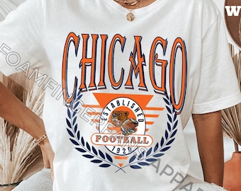 Vintage Chicago Football Shirt, Retro Chicago Football T-Shirt, Gift for Chicago Fan, Chicago Illinois Clothing, Short Sleeves Chicago Shirt