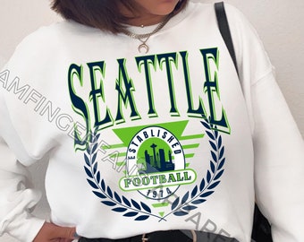 Vintage Seattle Football Sweatshirt, Seattle Football Crewneck Sweatshirt, Gift for Seattle Fan, Retro Washington Football Style Apparel
