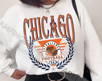 Vintage Chicago Football Sweatshirt, Retro Chicago Crewneck, Chicago Illinois Sweater, Chicago Sports Fan Sweatshirt, Unisex Sweatshirt
