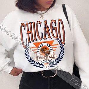 Vintage Chicago Football Sweatshirt, Retro Chicago Crewneck, Chicago Illinois Sweater, Chicago Sports Fan Sweatshirt, Unisex Sweatshirt