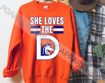 Denver Football Sweatshirt, Retro 90s Denver Sweater, Denver Colorado Sports Fan, Denver Tailgating Crewneck, She Loves the D, Retro Denver