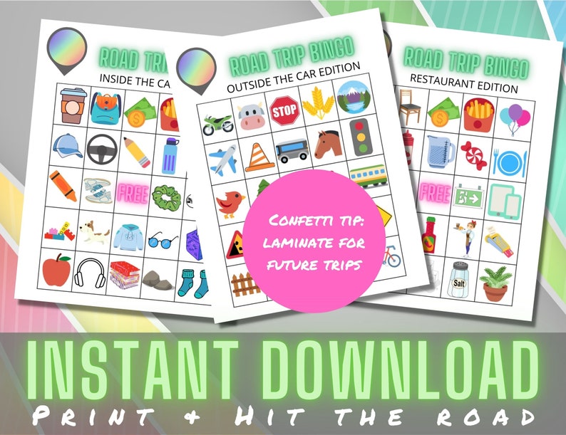 Road Trip Bingo Printables Restaurant Bingo Car Bingo - Etsy