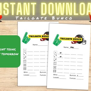 Tailgate Bunco Printable Bundle: Football Game Night (Digital Download)