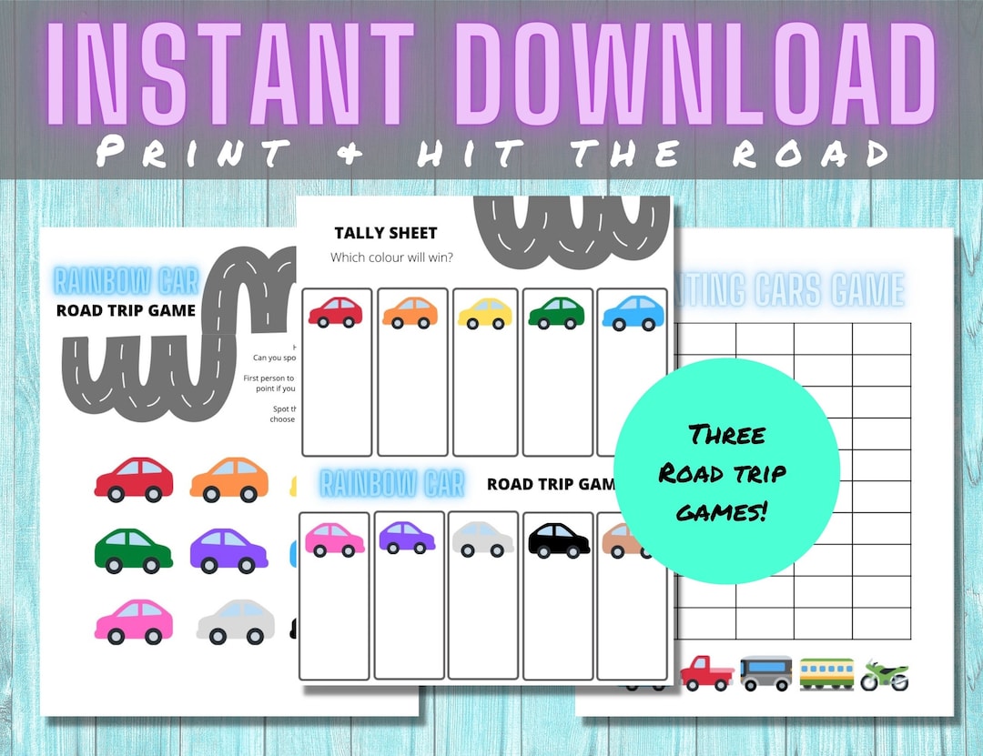 Road Trip Printable Games, Rainbow Car Counting Games - Etsy