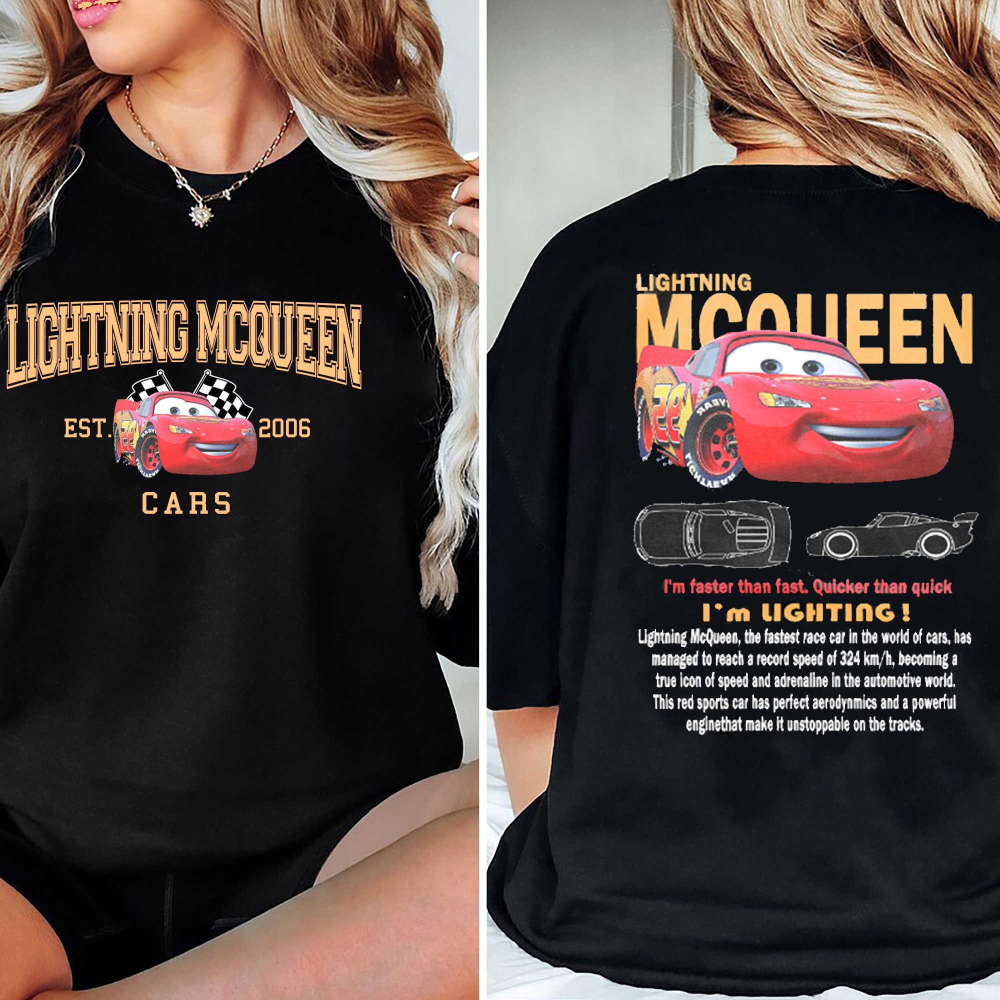 2 Sides Limited McQueen T-Shirt Vintage Cars Movie Tee