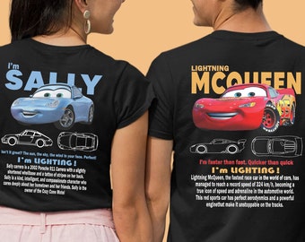 Chemise vintage Cars assortie aux couleurs du confort, T-shirt Lightning Mcqueen et Sally Couple, T-shirt McQueen Limited, t-shirt délavé surdimensionné