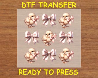 Easter DTF Transfer Iron On Heat Transfer - Ready to Press, Vintage Easter Chick Design Hot Peel Transfer DIY Shirt