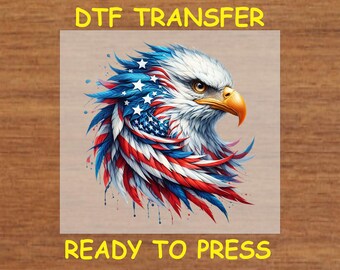 4th Of July DTF Transfer Iron On Heat Transfer - Patriotic Eagle Head DTF Transfer - Ready to Press for DIY Independence Day Shirts