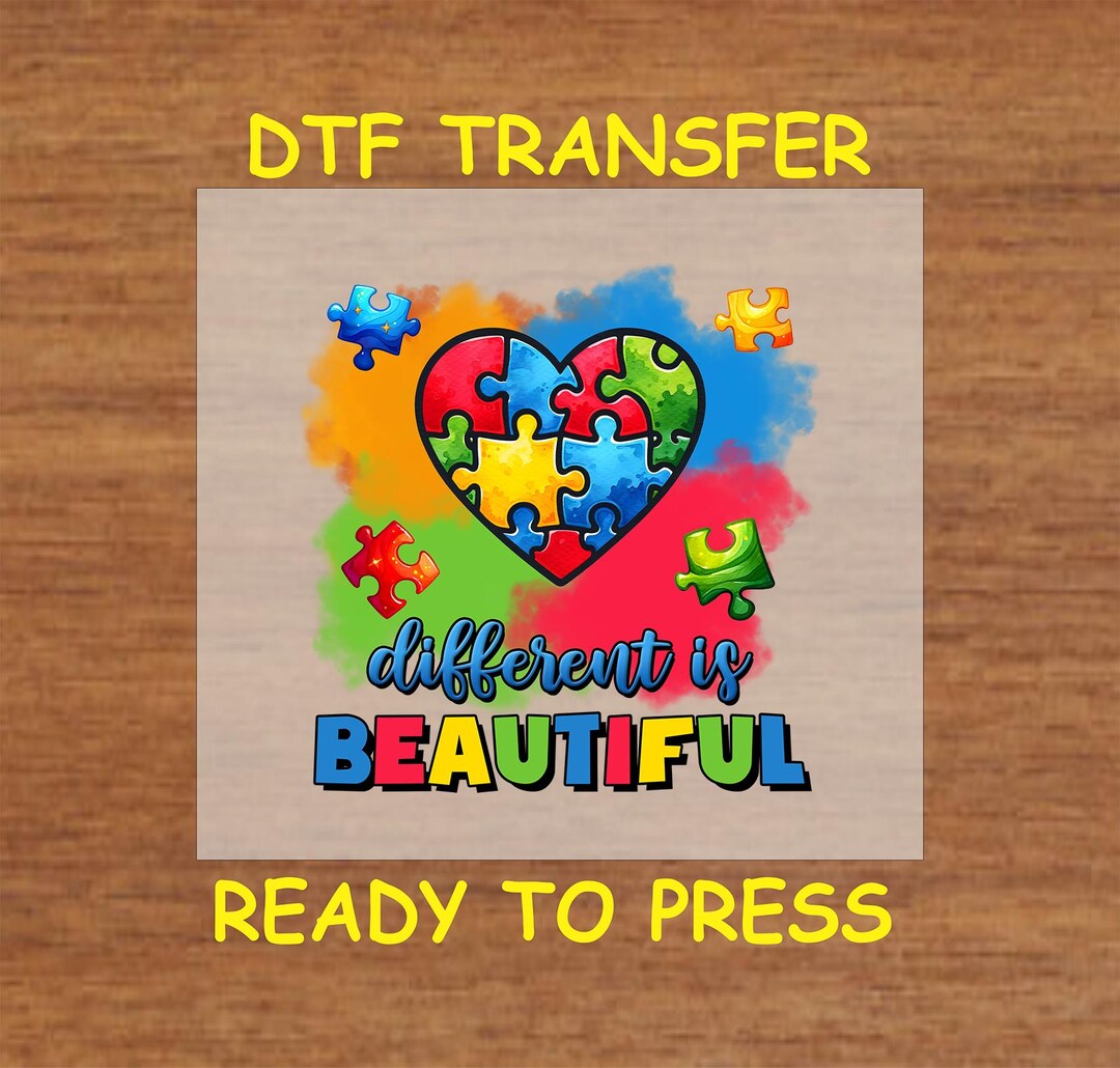 Autism DTF Transfer Iron on Heat Transfer - Ready to Press Hot Peel ...