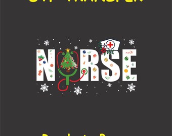 Christmas DTF Transfer Iron On Heat Transfer - Ready to Press Hot Peel, Christmas Tree Nurse Design
