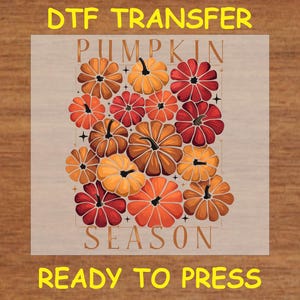 Fall DTF Transfer Iron On Heat Transfer - Ready to Press Hot Peel, Fall Pumpkin Design