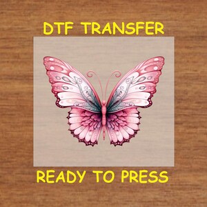Breast Cancer Awareness DTF Transfer Iron On Heat Transfer - Ready to Press Hot Peel, Pink Ribbon Butterfly Design, DIY